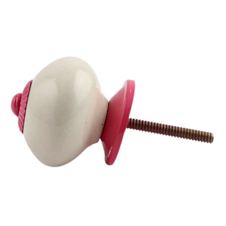 Cream Round Pink Fitting Ceramic Knob